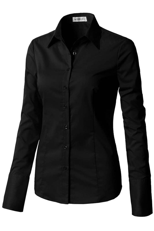 Button Down Long Sleeve Shirt: Black