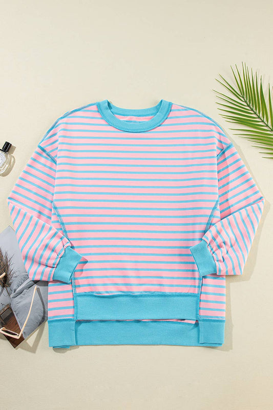 Stripe Long Sleeve Pullover Sweatshirt