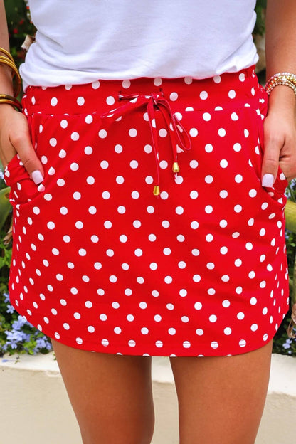 Red Knit Polka Dot Skort