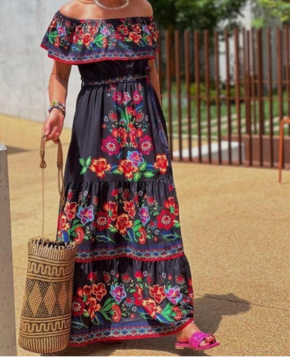 Floral Off Shoulder Maxi Dress