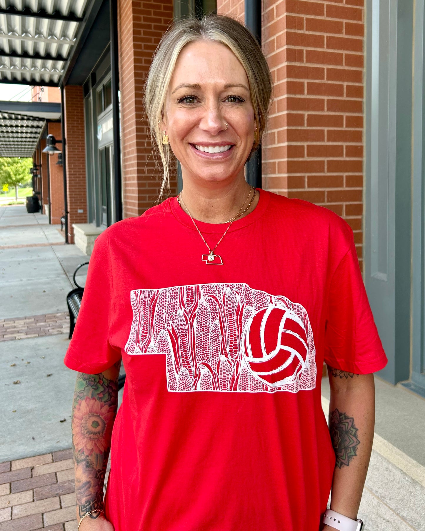 Nebraska Volleyball State Short Sleeve Tee-Red