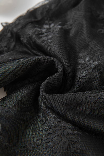 Lace Mesh Long Sleeve with Black Cami