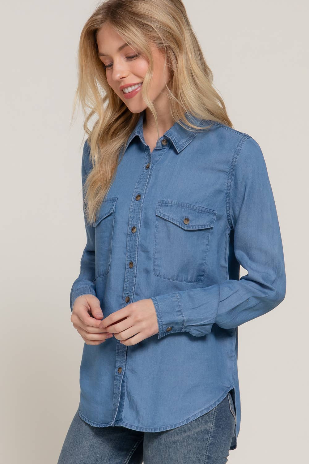 Long Sleeve Tencel Shirt: Denim