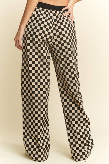 CHECKERED PANTS W/ ELASTIC WAISTBAND
