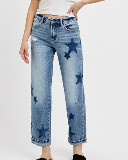 Mid Rise Boyfriend Star Denim