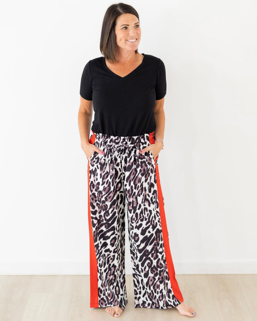 Leopard Side Striped Pants