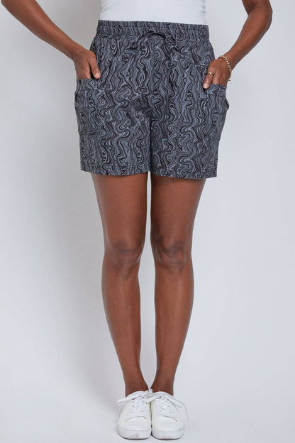 Drawstring Shorts with Pleated Side Pocketsq