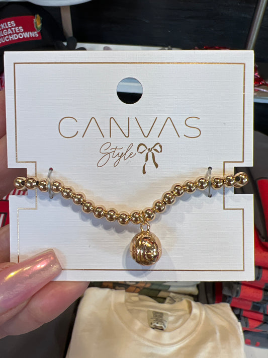 B-ball Bead Stretch Bracelet in Shiny Gold