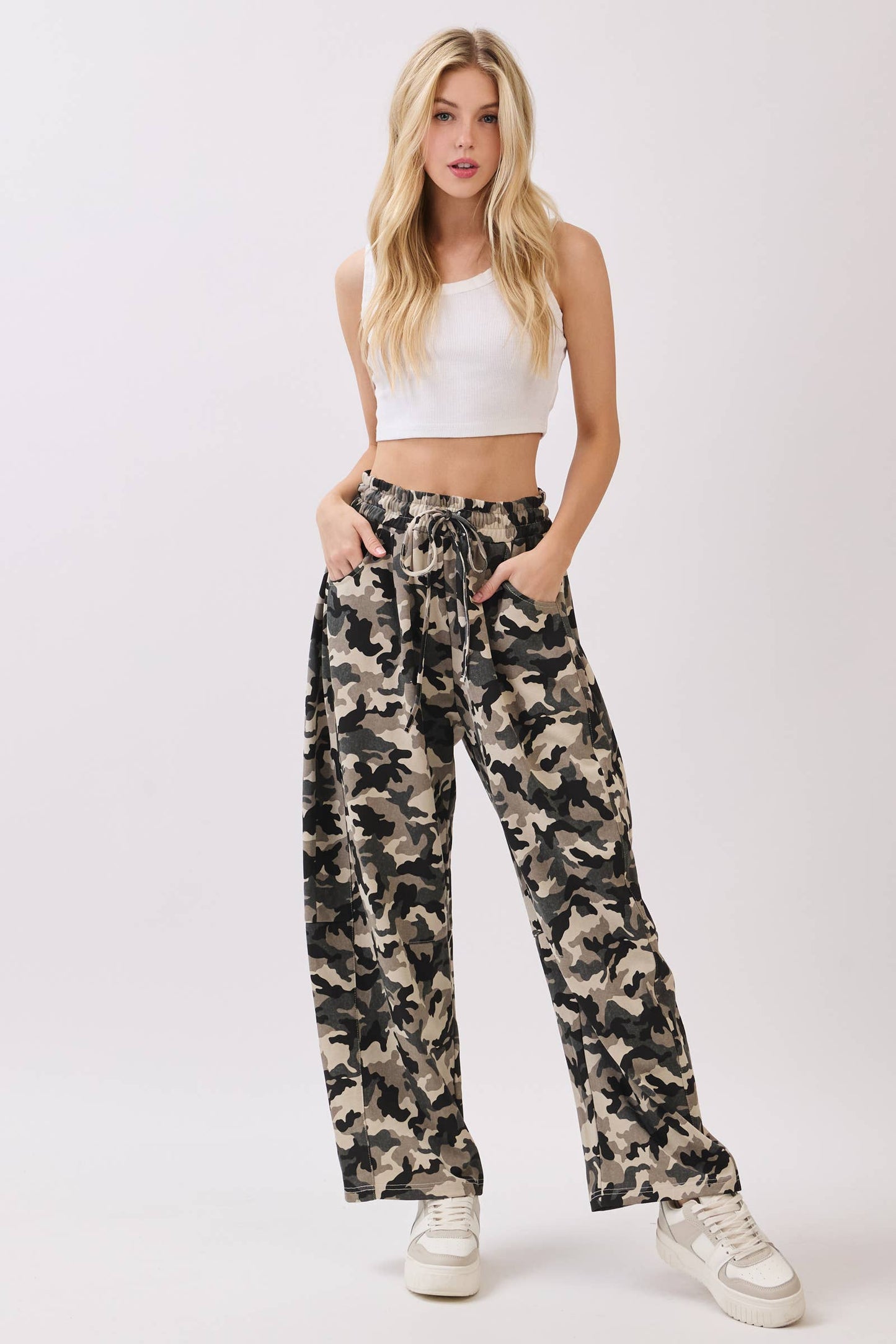 Camo Terry Barrel Pants