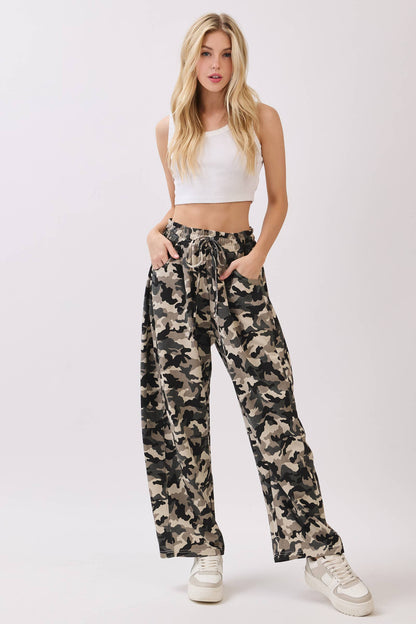 Camo Terry Barrel Pants