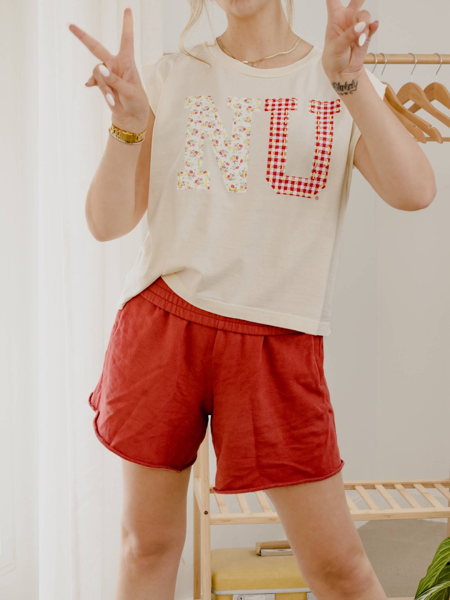 Nebraska Huskers Quilted Puff Ink Off White Tank