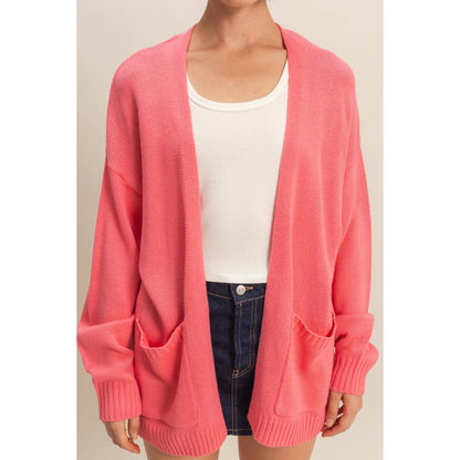 Oversized Cardigan With Pockets: TAFFY PINK