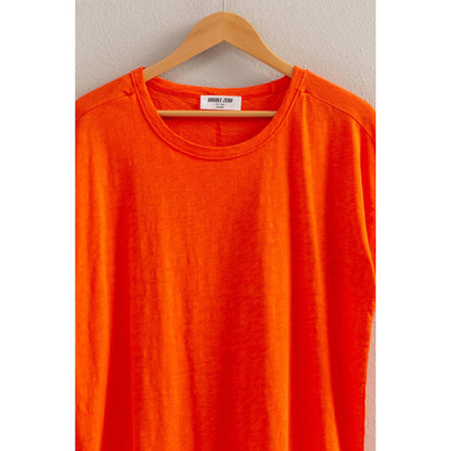 Short Sleeve Relaxed Basic Washed Tee: TOMATO