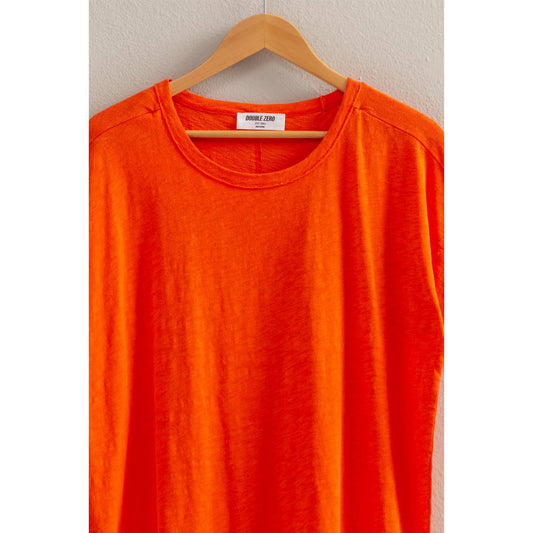Short Sleeve Relaxed Basic Washed Tee: TOMATO