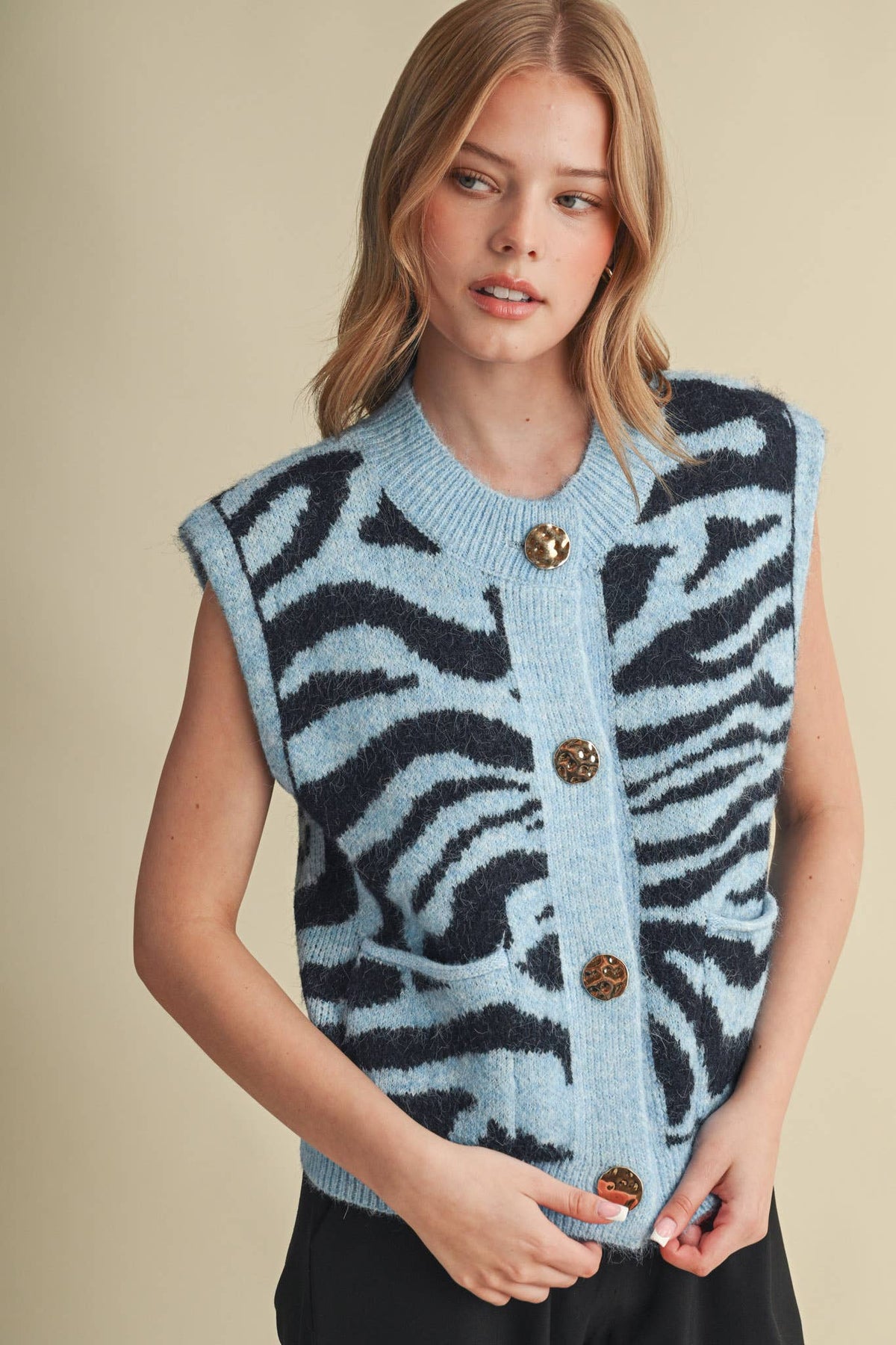 Tiger Stripe Sweater Vest: Blue