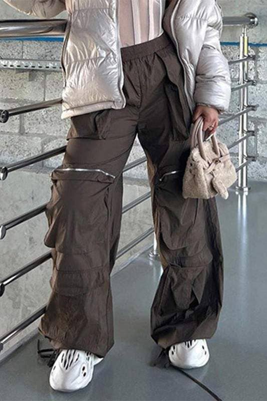 Drawstring Cargo Pants (brown)