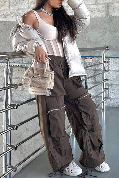 Drawstring Cargo Pants (brown)