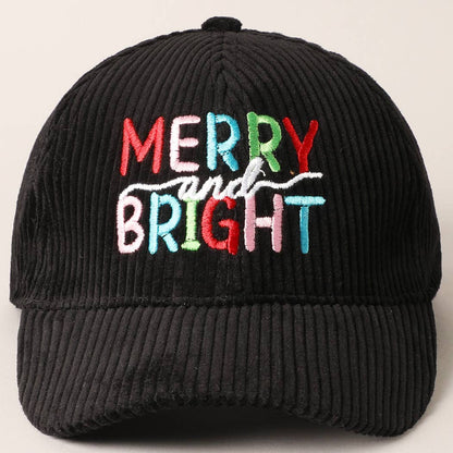 MERRY & BRIGHT Embroidery Corduroy Cap