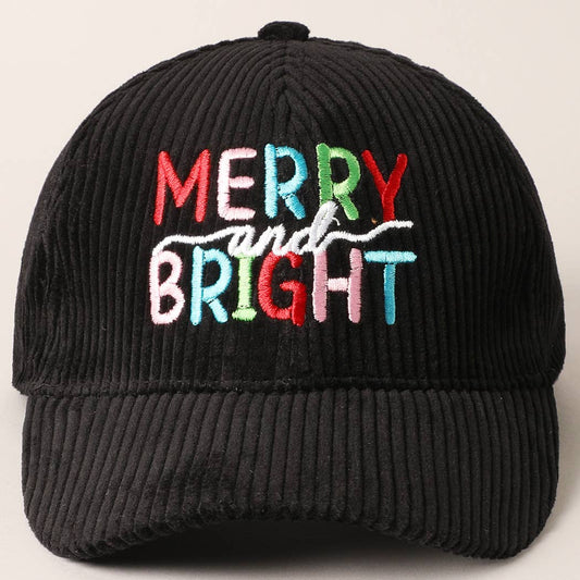 MERRY & BRIGHT Embroidery Corduroy Cap