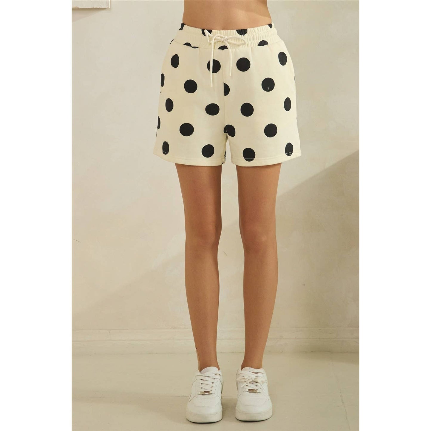 Polka Dot Sweatshorts: Navy
