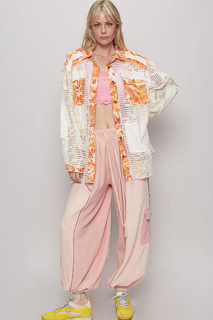 Blue Crochet Lace Floral Top