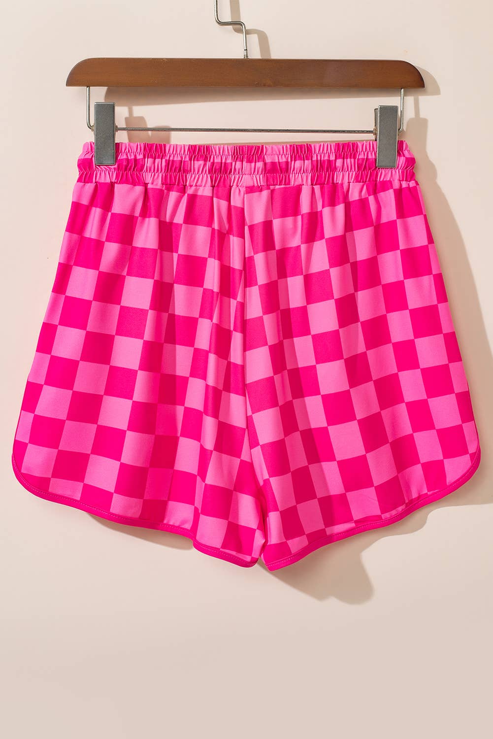 Checkered Drawstring Elastic Waist Casual Shorts