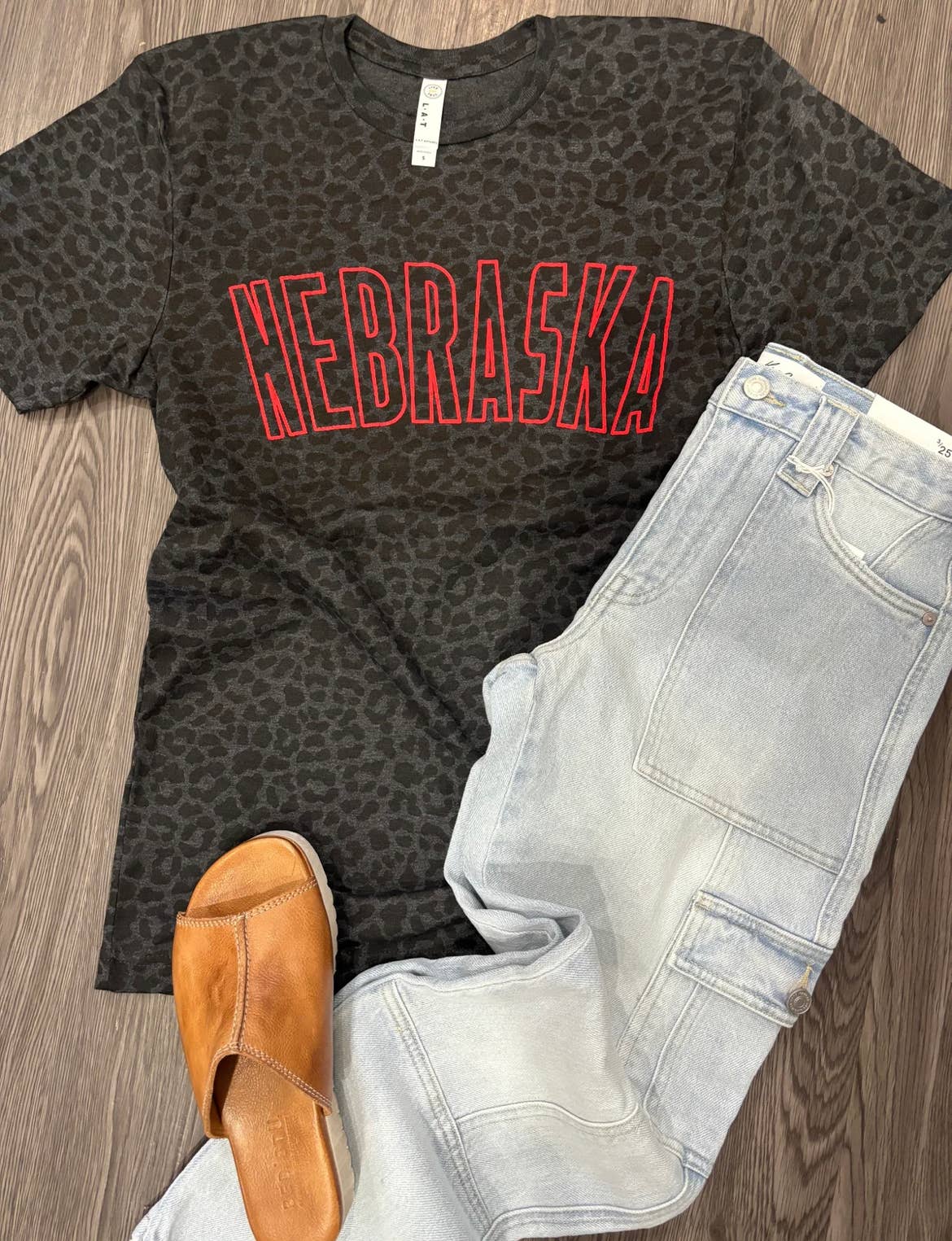 Nebraska Black Leopard Tee