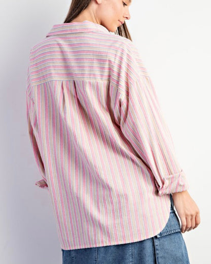 Soft Wash Stripe Button Up Shirt