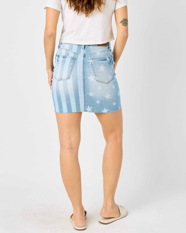 Stars and Stripes Bleach Discharge Mini Skirt