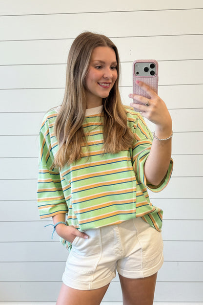 Mint Striped Oversized Tee