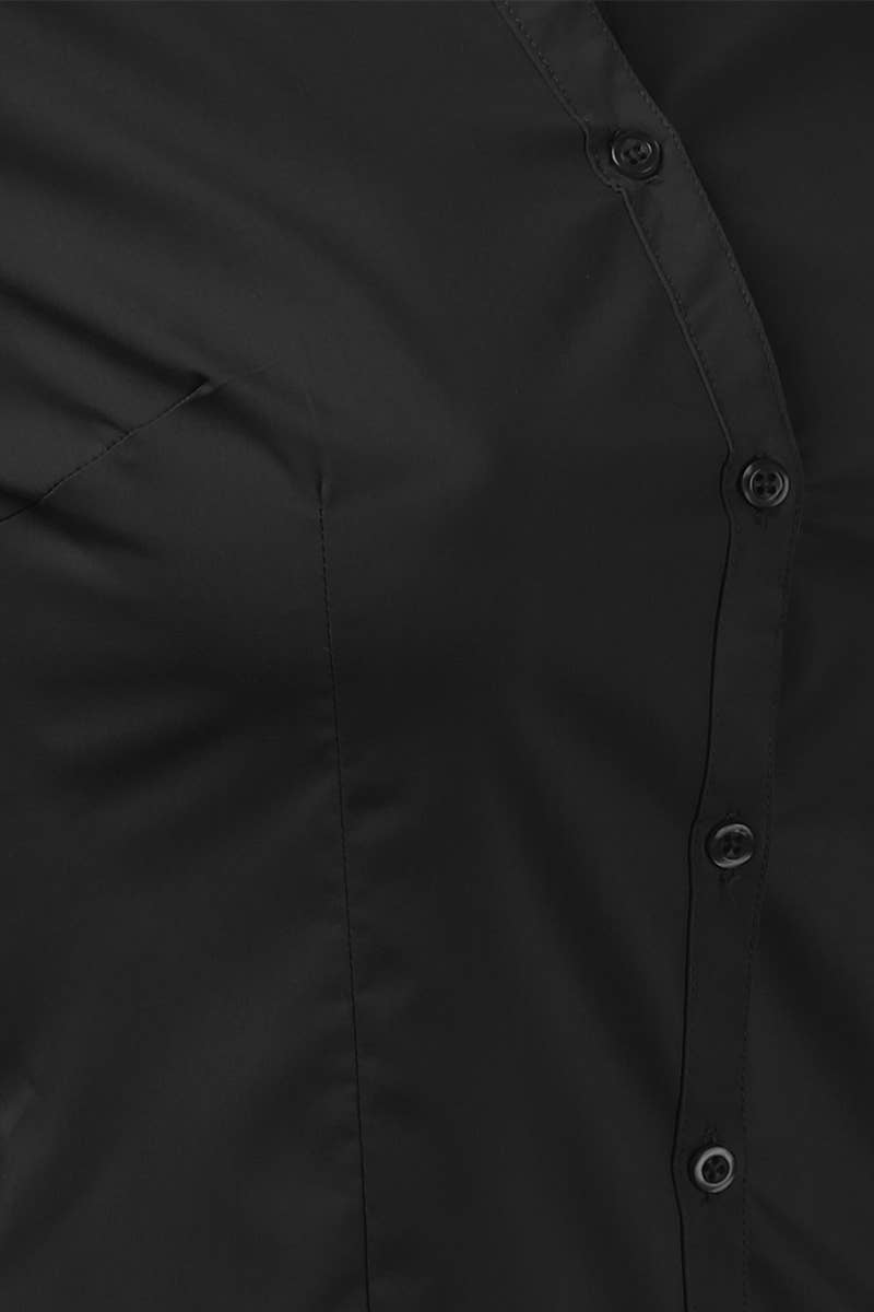 Button Down Long Sleeve Shirt: Black