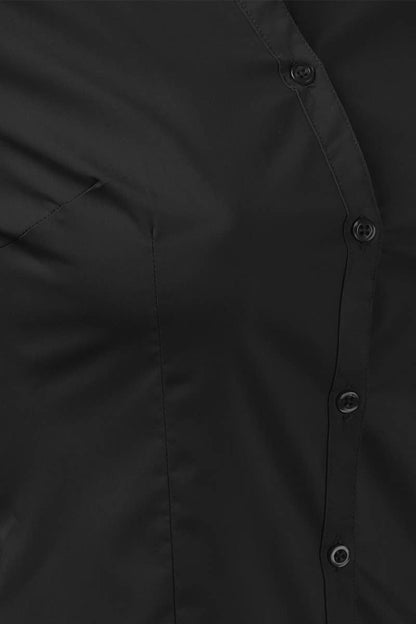 Button Down Long Sleeve Shirt: Black