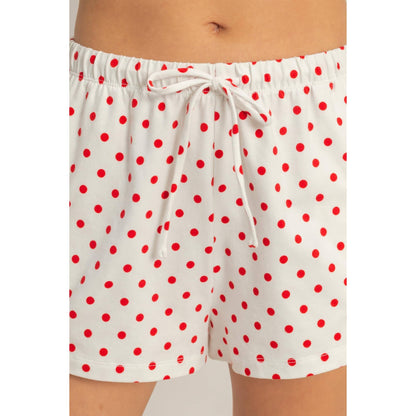 Polka Dot Drawstring Shorts: RED