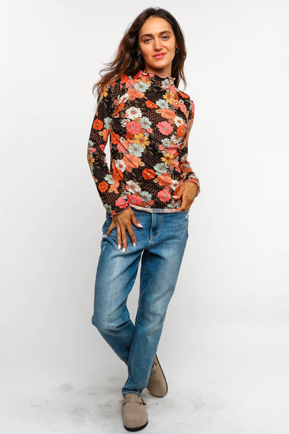 Fall Floral Mock Neck Top