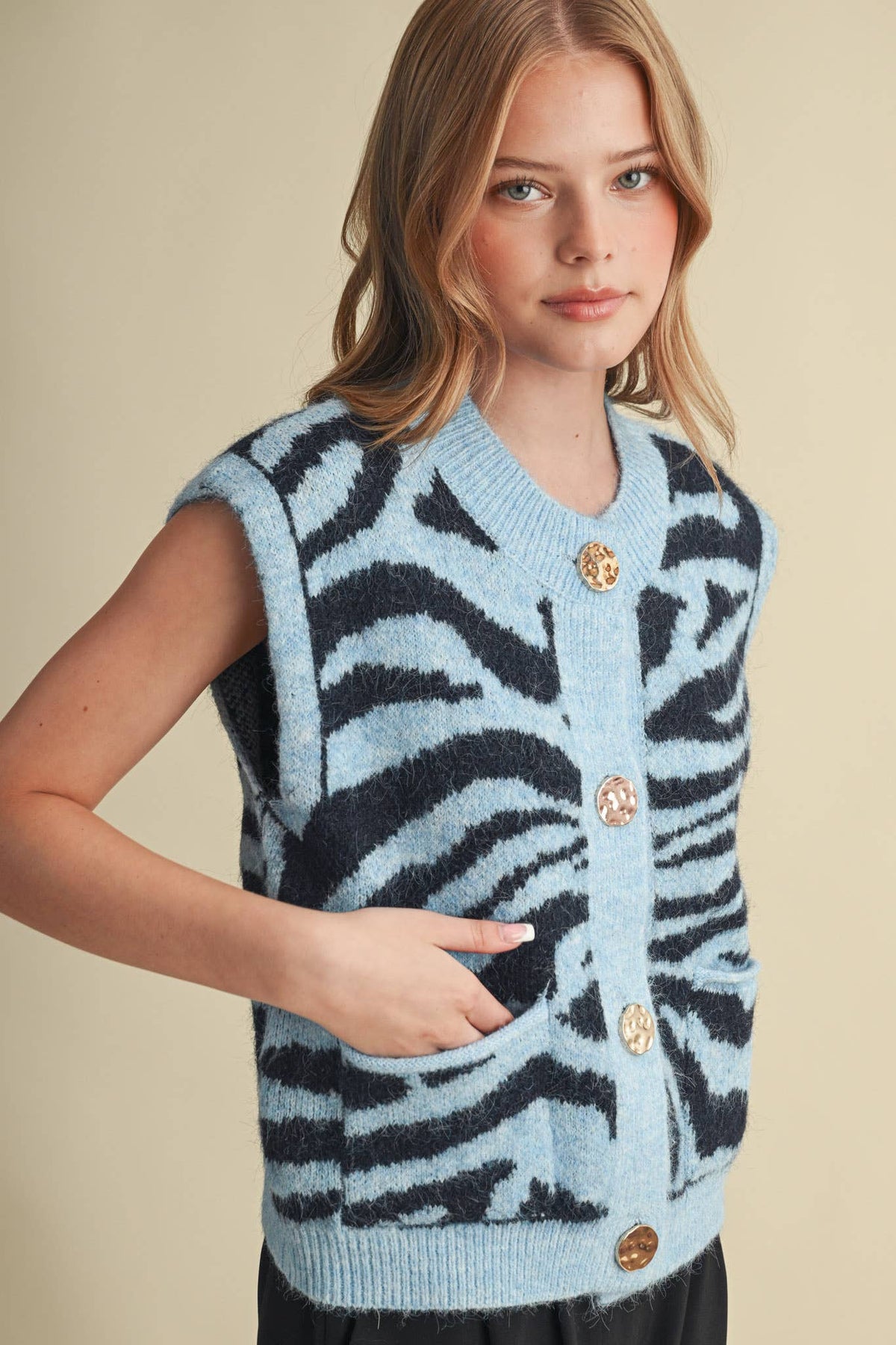 Tiger Stripe Sweater Vest: Blue