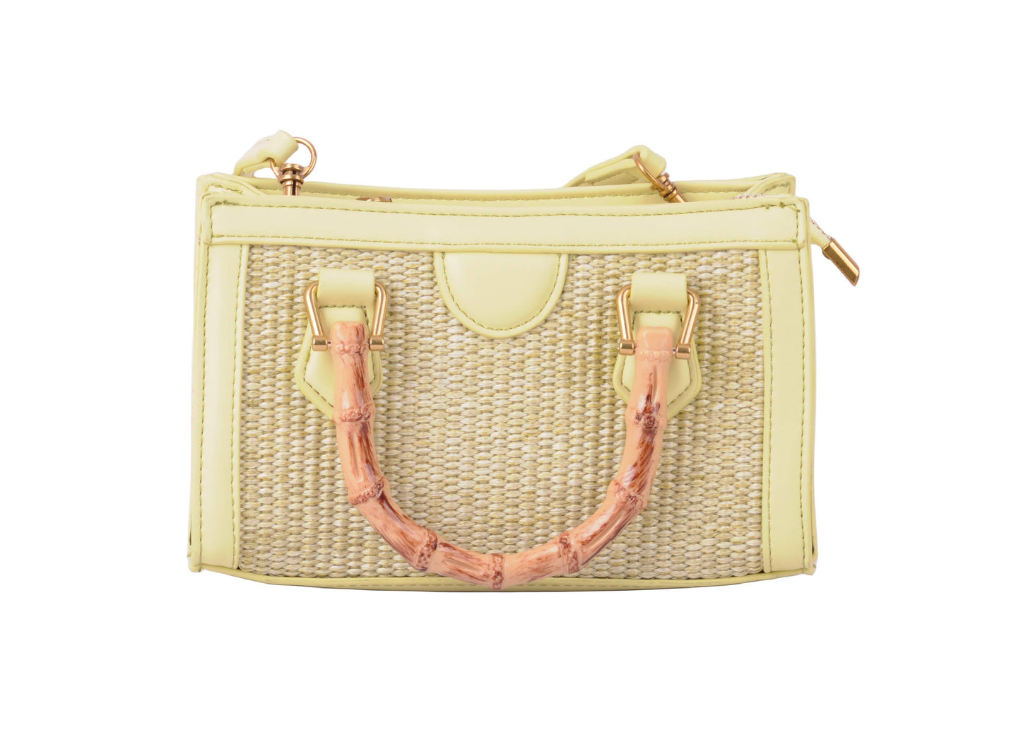 Bamboo Handle and Raffia Body Bag