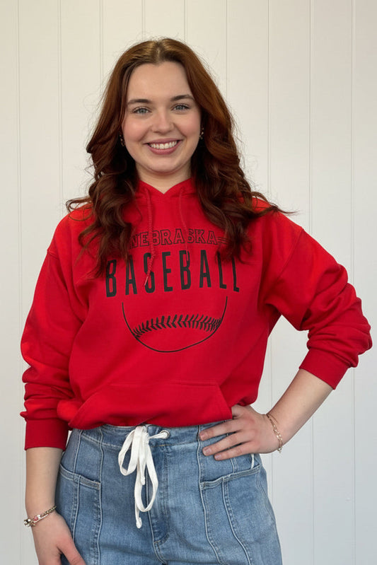 Nebraska Baseball Hoodie- RED