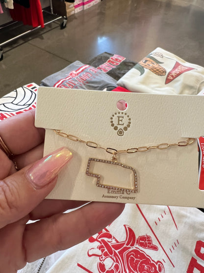 Nebraska Bling Bracelet-Gold