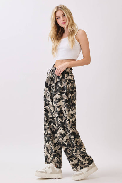 Camo Terry Barrel Pants