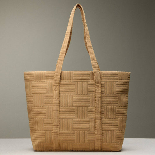 Quilted Tote Bag with Woven Texture