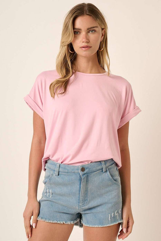 ROUND NECK DOLMAN SHORT SLEEVE TOP