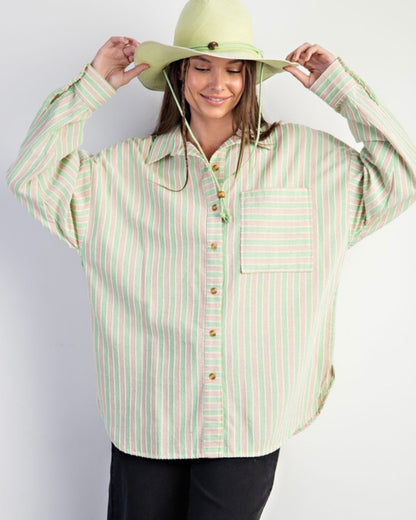Soft Wash Stripe Button Up Shirt