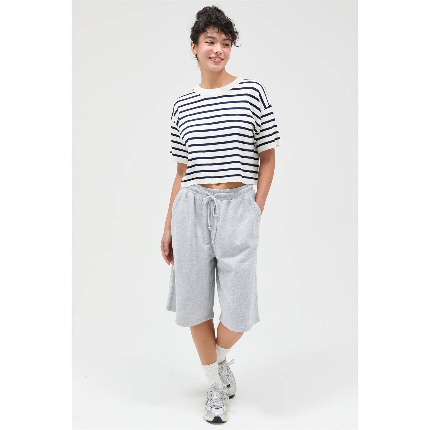 French Terry Bermuda Shorts: HEATHER GRAY