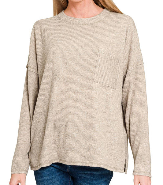Ribbed Brushed Super Soft Sweater-H. Mocha