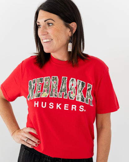 Nebraska Huskers Camo Filled Red Tee