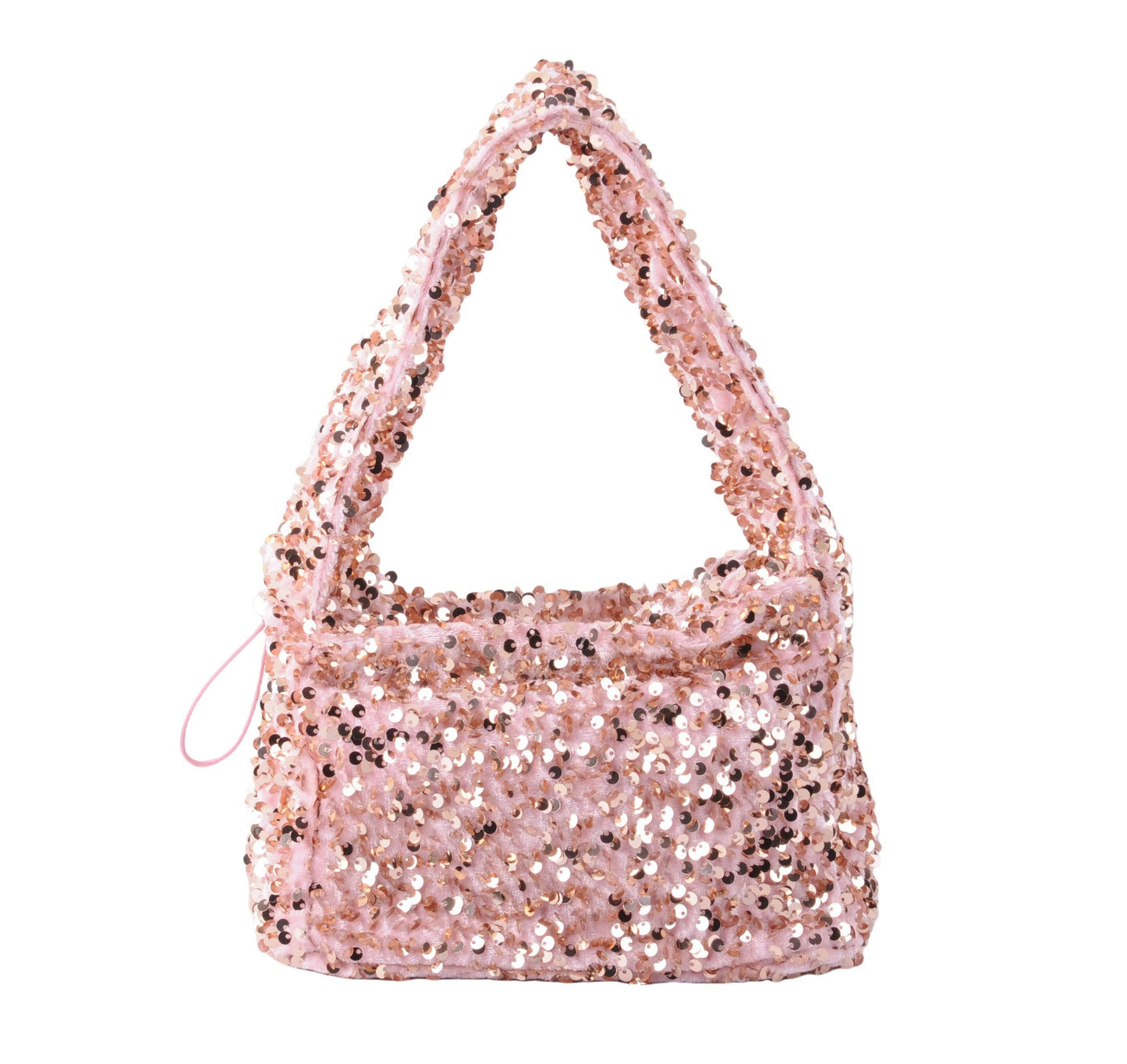 Pink Fuzzy Sequin Strap Bag