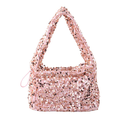 Pink Fuzzy Sequin Strap Bag