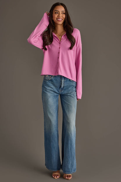 Fuchsia Button Up Cardigan