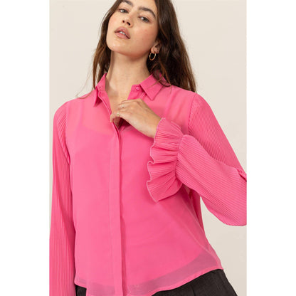 Bell Sleeve Blouse With Lining: PINK