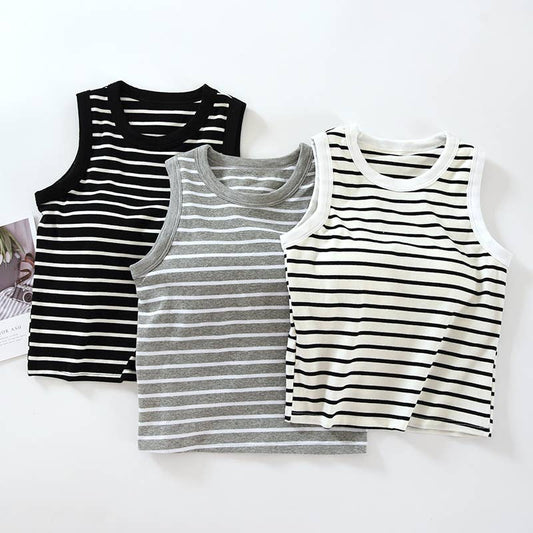 Stripe Tank w Shelf Bra: Black/White